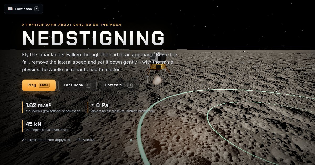 The game's title screen with a lunar module above the Moon's surface.